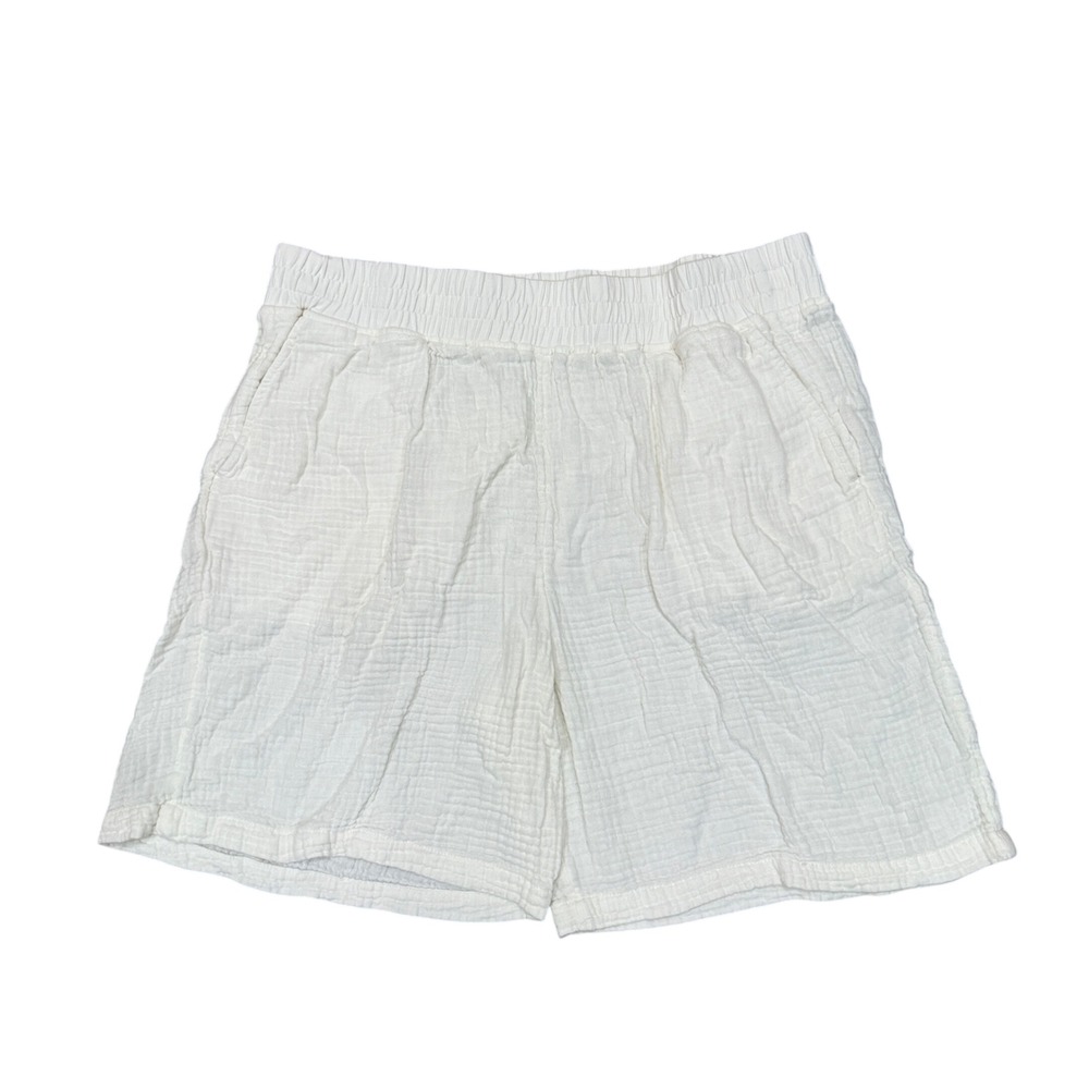 Soft Surrounds Cream Cotton Gauze Shorts Womens Large Elastic Waist Casual Beach